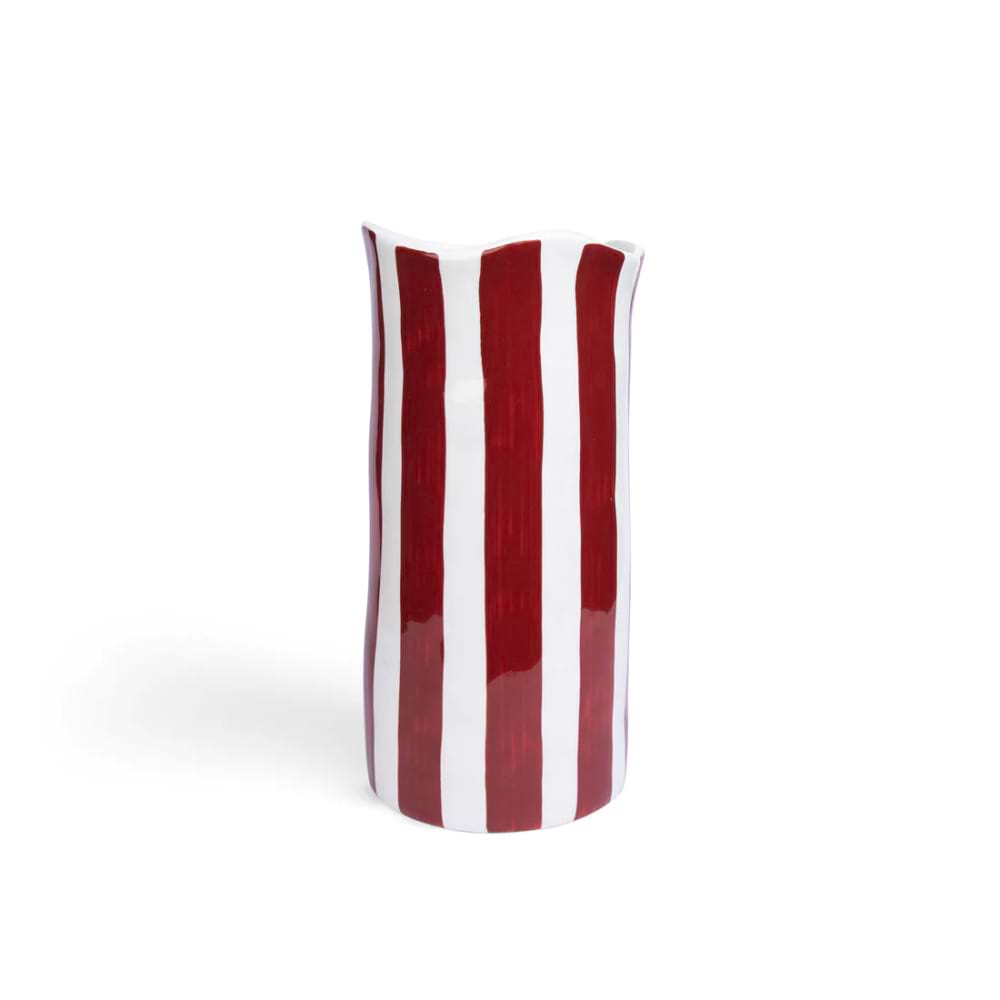 NOSS & CO Large Ceramic Vase | Burgundy Stripe