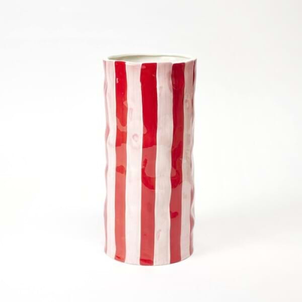 Noss & Co. Large Vase - Red & Pink Stripe