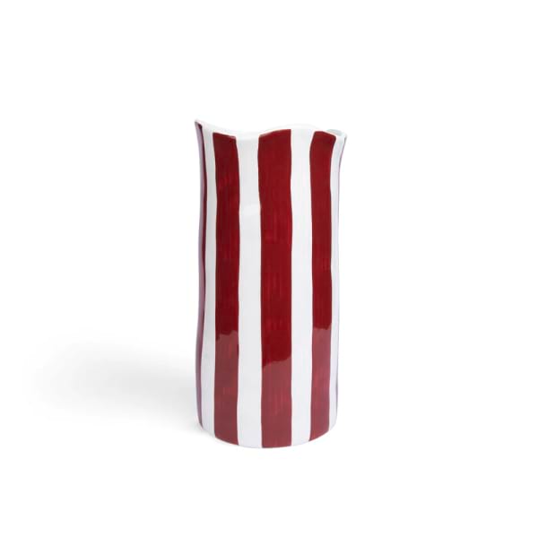 NOSS & CO Large Ceramic Vase | Burgundy Stripe