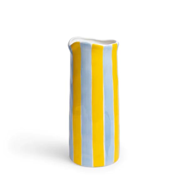 NOSS & CO Medium Vase - Cornflower Blue and Yellow Stripe